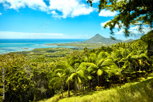 Beautiful coast of Mauritius seen from the viewing point if Chamarel 