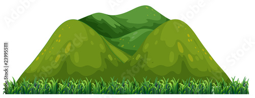 Isolated green mountain on white background