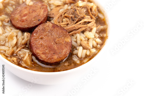 Bowl of Sausage and Chicken Gumbo with Rice