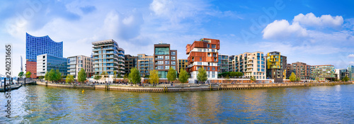 A view of the Dalmankai in the Hafen City quarter of Hamburg, Germany, as seen across the Grasbrook Harbor (German: Grasbrookhafen).