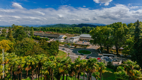 View of the train station and lower funicular station in Pau, France