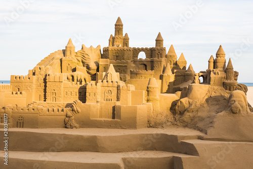 Fantasy city made from sand against a blue sky