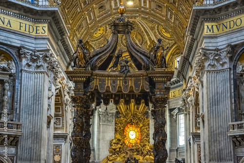 St. Peter's Baldachin from Bernini at St Peter´s basilica, Roma, Italy