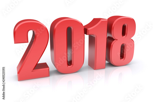 2018 on a white. 3d image