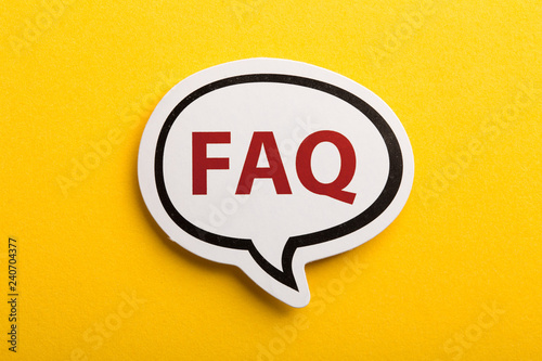 FAQ Speech Bubble Isolated On Yellow Background