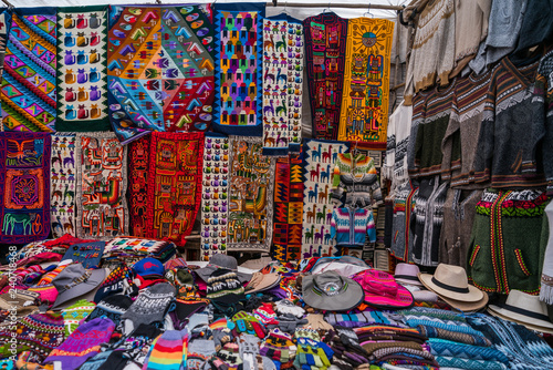 Peruvian shop with handmade hats and scarfs