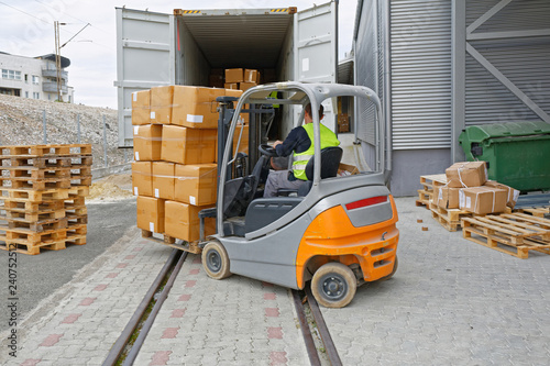 Cargo Train Loading Forklift