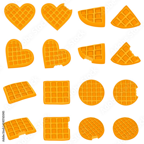 Vector icon illustration logo for set various sweet waffles