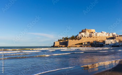 PENISCOLA, SPAIN - MARCH 2018 - The Castle Palace of Peníscola also called Pope Moon's Castle (Papa Luna).