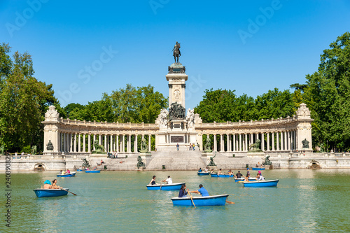 Boating lake at Retiro park, Madrid, Spain