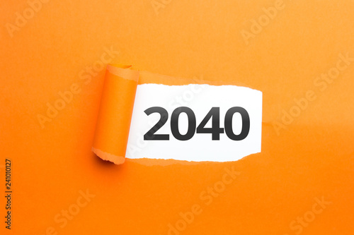surprising Number / Year 2040 orange background