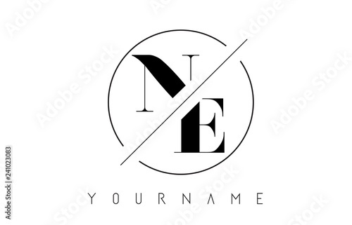 NE Letter Logo with Cutted and Intersected Design