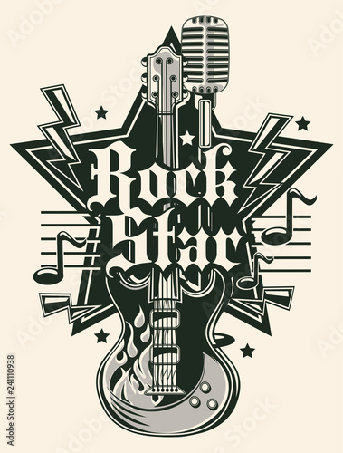 Rock star music emblem