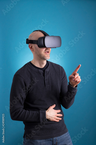 Man using VR Virtual Reality headset