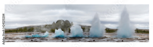 Geysir eruption combined pictures