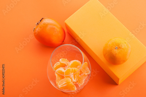 todo naranja, mandarina, kaki, comida