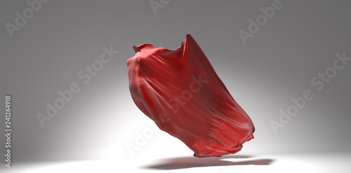Vibrant red streaming fabric with female body inside, design template