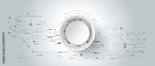 3d design paper with line circle with circuit board. Illustration Abstract modern futuristic, engineering, science, technology background. Hi tech digital connection, communication