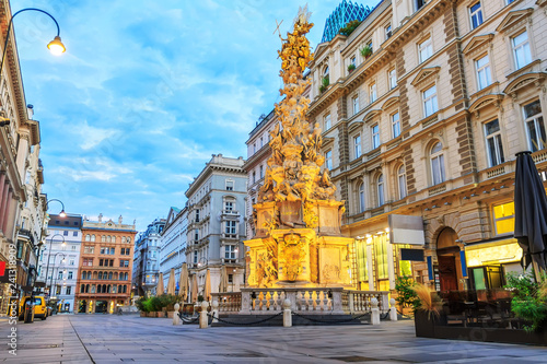 Graben, a famous pedestrian street of Vienna with a Plague Colum