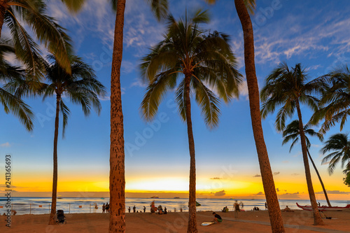 Famous Waikiki Beach, O'ahu, Hawaii