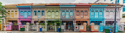 Wide panorama image of Colorful Peranakan House at Katong, Singapore