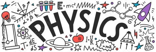 Physics doodles with lettering. 