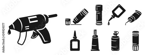 Glue icon set. Simple set of glue vector icons for web design on white background