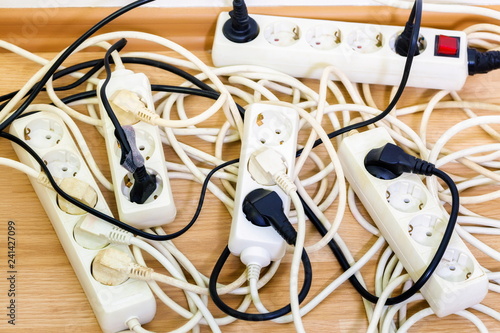 Old and unsafe overloaded power strips