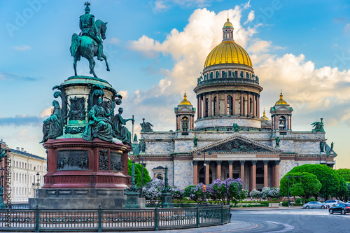 Saint Petersburg. Russia. Architecture of Petersburg. Saint Isaac's Cathedral. Center of Petersburg. St. Isaac's Square. Poster of Russian cities. City in the summer.