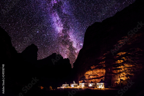 Wadi Rum desert landscape at night, Jordan