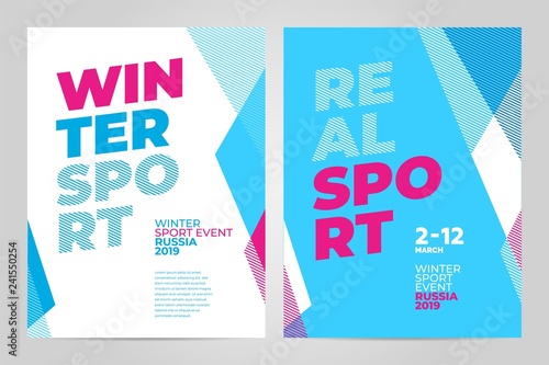 Layout poster template design for winter sport event, tournament or championship. 2019 trend.