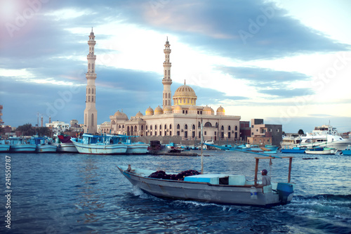 Hurghada, Egypt, December 2018 - The main mosque in the center of Hurghada