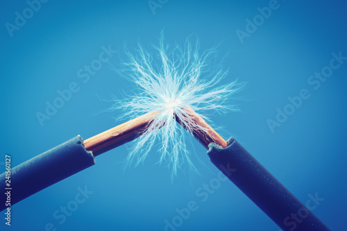 electrical wires sparks close up