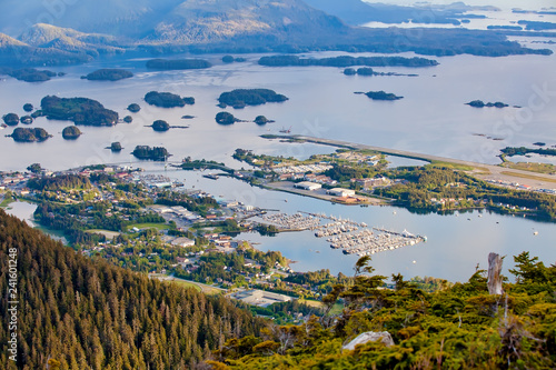 Looking Down on Harbor, City, Ocean