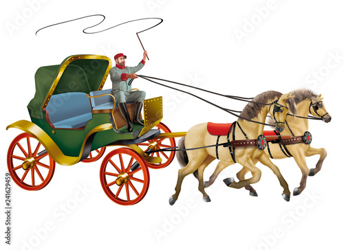 carrosse, cocher, calèche, carriole, transport, vieux, cheval jaune , voiture, millésime, antique, roue, jouet, blanc, cheval, blanc, rouge, vert, bleu, doré, coloré, jouet, jolie, sympathique, 