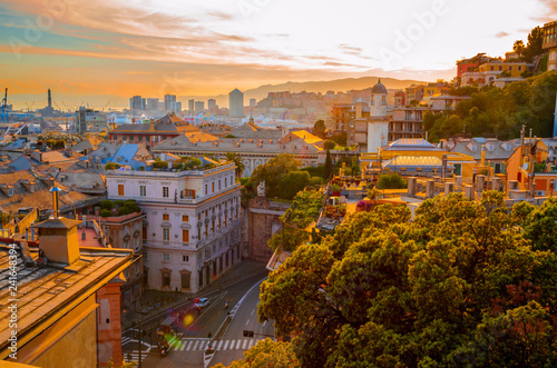 Panoramic view of Genoa in a beautiful summer day, Liguria, Italy