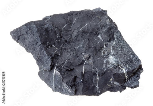 rough shungite shale stone on white