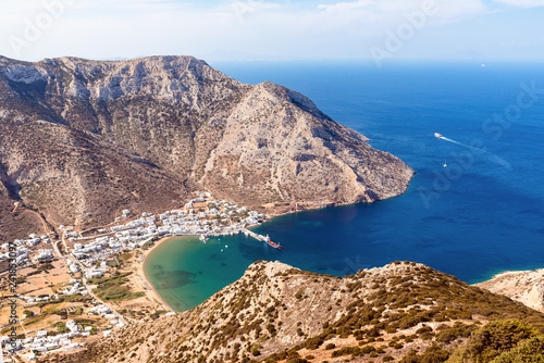 View of main port of Kamares. Island of Sifnos, Cyclades, Greece