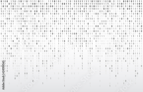 Digital binary code. Computer matrix data falling numbers, coding typography and codes stream gray vector background illustration