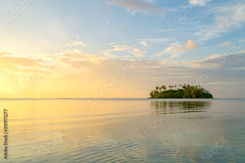 Muri Lagoon at sunrise in Rarotonga in the Cook Islands