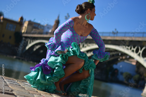 a beautiful Spanish girl with flamenco dress