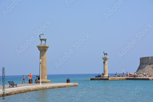 Greece, the island of Rhodes, Mandraki harbour, deers