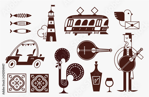 Portugal vector icon set simple modern symbols