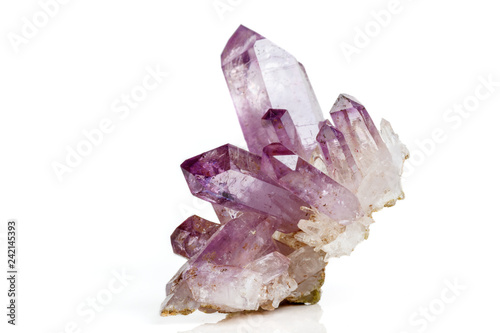 Amethyst Crystal Druse macro mineral on white background