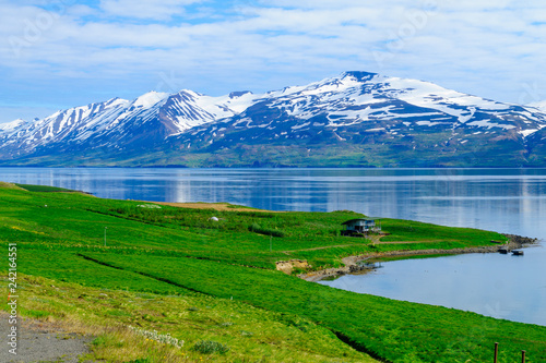 Landscape and countryside along the Eyjafjordur