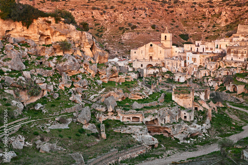 Ginosa, Taranto, Puglia, Italy: landscape of the ancient village near Matera