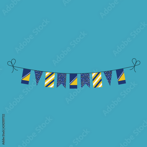 Decorations bunting flags for Bosnia and Herzegovina national day holiday in flat design. Independence day or National day holiday concept.