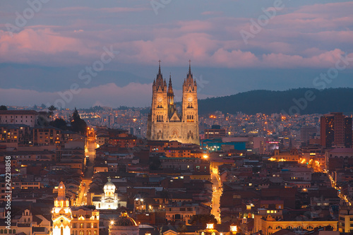 Quito Ecuador at night panorama 