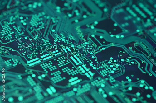 closeup over electronic circuit board