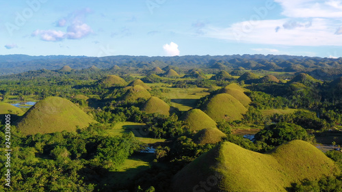 chocolate hill in aerial view, Bohol Philippines